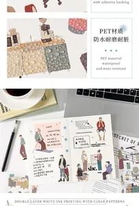 Livre d'autocollants PET imperméables pour scrapbooking avec motifs de personnages