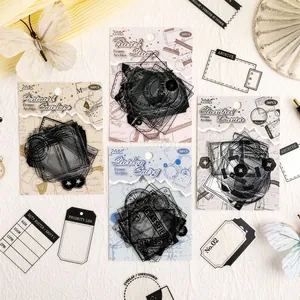 5er-Set Vintage PET wasserfeste Rahmen-Archivaufkleber für dekorative Scrapbooking-Journale