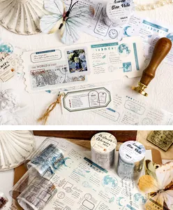 Premium vintage PET decorative tape with moon and map patterns for creative scrapbooking