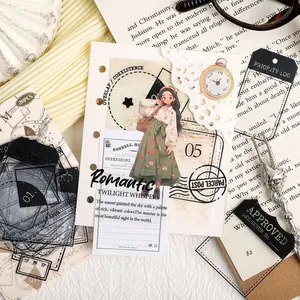Vintage PET Aufkleber wasserdicht für Scrapbooking mit romantischen Motiven und Post.