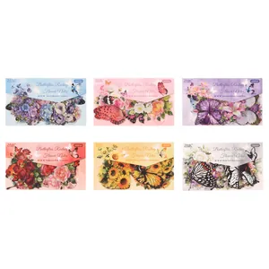 Collection of butterfly and flower themed PET stickers for scrapbooking and journaling