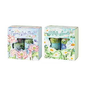 Beautiful floral decorative washi tape set for scrapbooking and DIY journaling crafts