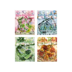Four Seasons Forest stickers set, waterproof PET decorative scraps for journaling