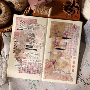Αισθητικό vintage σετ χαρτιού scrapbooking DIY για δημιουργική διακόσμηση ημερολογίου.