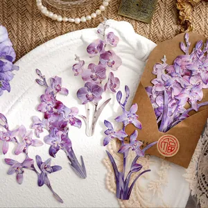 Matériel de papier vintage avec orchidées violettes pour le scrapbooking et le bricolage DIY