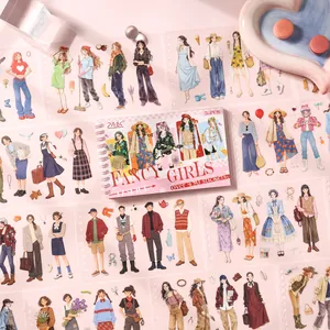 PET Karakter Journal Stickers Boek Mode Figuur Illustraties Waterdichte Decoratieve Briefpapier Scrapbooking Materiaal