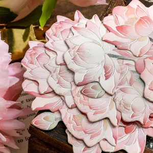 Papier décoratif en forme de lotus avec détails argentés pour scrapbooking DIY et déco