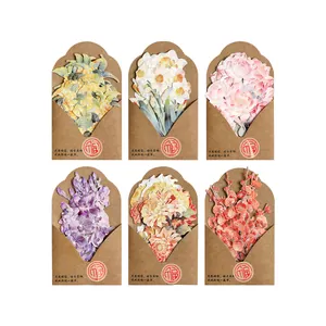Lot de 6 fleurs en papier de scrapbooking vintage dans des enveloppes kraft pour DIY