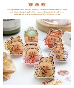 Close-up of cute cartoon bear acrylic clips for memos and papers