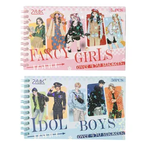 Professioneel PET-stickerboek met spiraalbinding en holografische anime-personages