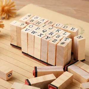 Set de 40 tampons en bois vintage avec lettres et chiffres pour scrapbooking DIY