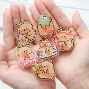 Cute Cartoon Bear Acrylic Memo Clip Double Sided Printed Paper Binder Clips For Photo Note Document Office School Stationery
