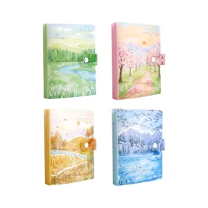 Raccoglitore per fotocard quattro stagioni stile acquerello con chiusura a clip per foto