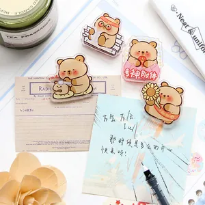 Cute cartoon bear acrylic paper clips set for stationery and office organization