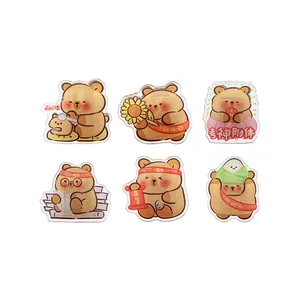 Set of 6 cute cartoon bear acrylic clips for versatile office and stationery use