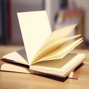 Detailed close-up view of fanned pages in a vintage blank sketchbook for drawing