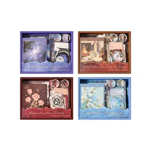 Four-themed Starry Dream DIY scrapbooking stationery gift sets with journals and stickers