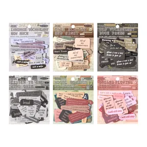 Set mit 50 Vintage-Aufklebern mit englischen Zitaten für Scrapbooking