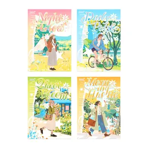 4-pack aesthetic PET sticker books with daily life illustrations for planner journaling