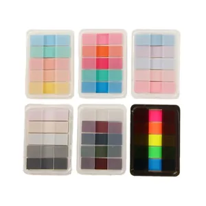 Set of colorful PET transparent index stickers in macaron and morandi tones for notebook