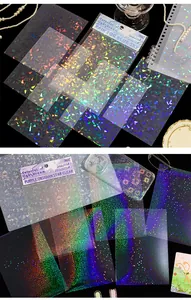 Detailed view of waterproof PET holographic laser film stickers for DIY journaling decoration