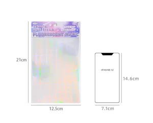 Holographic PET sticker sheets size guide 21x12.5cm for journaling and DIY crafts