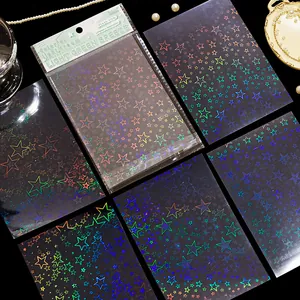 Holographic laser star stickers pack for DIY journaling made of waterproof PET material