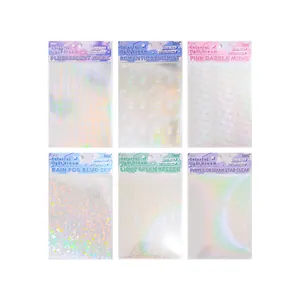 Set of 6 holographic laser PET sticker packs with colorful dream flash film textures.
