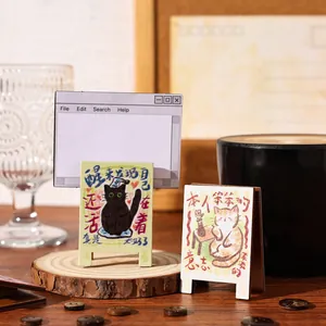 Funny cat graffiti mini wooden easel card and memo holder for desktop decoration