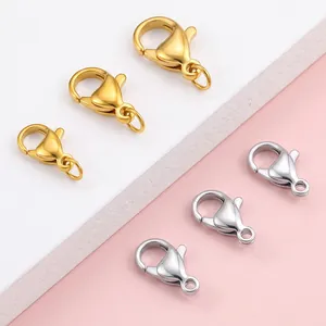 Stainless Steel Lobster Clasps With Jump Rings Vacuum Real 18K Gold Plated Jewelry Findings For DIY Necklace Bracelet Making Closure Connectors