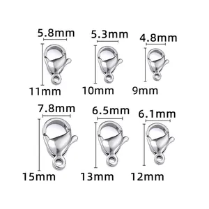 Stainless steel lobster clasps in six different sizes for DIY necklace and bracelet making