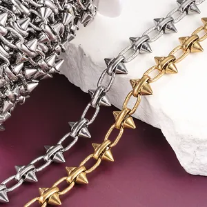 Punk Spike Rivet Stainless Steel Chain For DIY Jewelry Making Necklace Bracelet Pants Chain Accessories Handmade Joined Metal Spikes