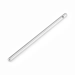 Pendentif tige cylindrique de 10cm en acier inoxydable poli pour création de bijoux.