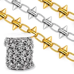 Punk style stainless steel spike rivet chain for DIY necklace and bracelet jewelry making