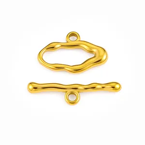 Cierre de palanca OT irregular de acero inoxidable dorado para hacer joyas DIY