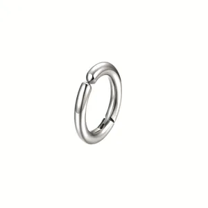 Polished stainless steel clip-on hoop earring for non-pierced ears in silver finish