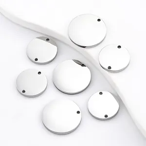Stainless Steel Mirror Polished Round Pendant DIY Jewelry Accessories For Necklace Bracelet Dog Tag Round Plate Charms