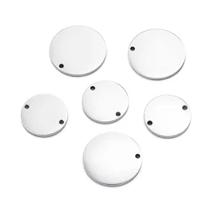 High polished stainless steel round blank charms for DIY jewelry making and dog tags