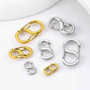 Polished 304 Stainless Steel S-Biner Double Head Spring Buckle Figure 8 Shaped Keychain DIY Jewelry Connector Accessories