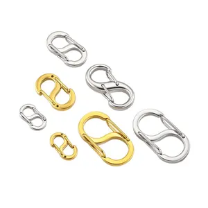 Polished stainless steel S-shaped spring buckles for keychain DIY jewelry connectors.