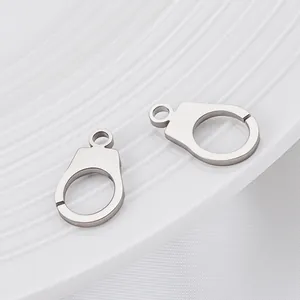 Minimalist silver stainless steel handcuff shaped pendants for DIY jewelry accessory making