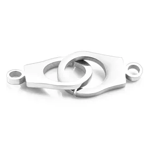 Polished stainless steel interlocking handcuff pendants for DIY jewelry connectors
