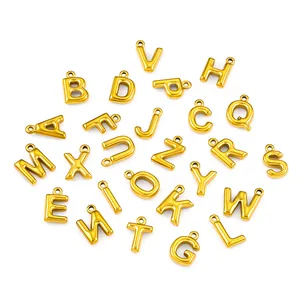 Professionele set van 26 gouden 3D roestvrijstalen A-Z alfabet bedels voor DIY sieraden