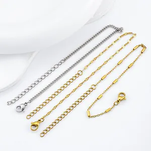 Detail shot of stainless steel DIY bracelet chains in gold and silver finishes