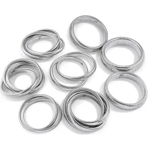 Edelstahl Elastischer Schlangenknochen Armreif Für Damen Herren Tubogas Stil Stapelwickel Armband Punk Industrie Handschmuck