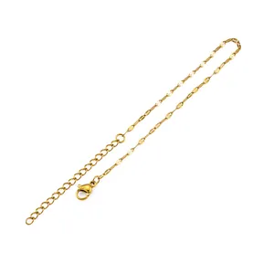 Minimalist 17+5cm gold-plated stainless steel fine chain bracelet with lobster clasp
