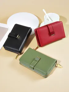 Portafogli in pelle da donna premium in nero, rosso e verde con fessure per carte.