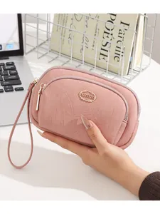 Women Large Capacity PU Leather Clutch Wallet Double Zipper Handbag For Cell Phone Passport Card Lipstick Coin Purse