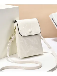 Dames Retro Marmerpatroon PU Leren Mobiele Telefoontas Vintage Kleine Crossbody Schoudertas Met Ritsvakken Telefoon Portemonnee