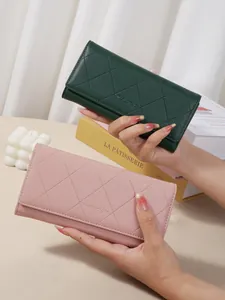 Women Quilted Long Wallet PU Leather Clutch Bag With Multiple Card Slots Large Capacity Mobile Phone Purse Fashion Handbag